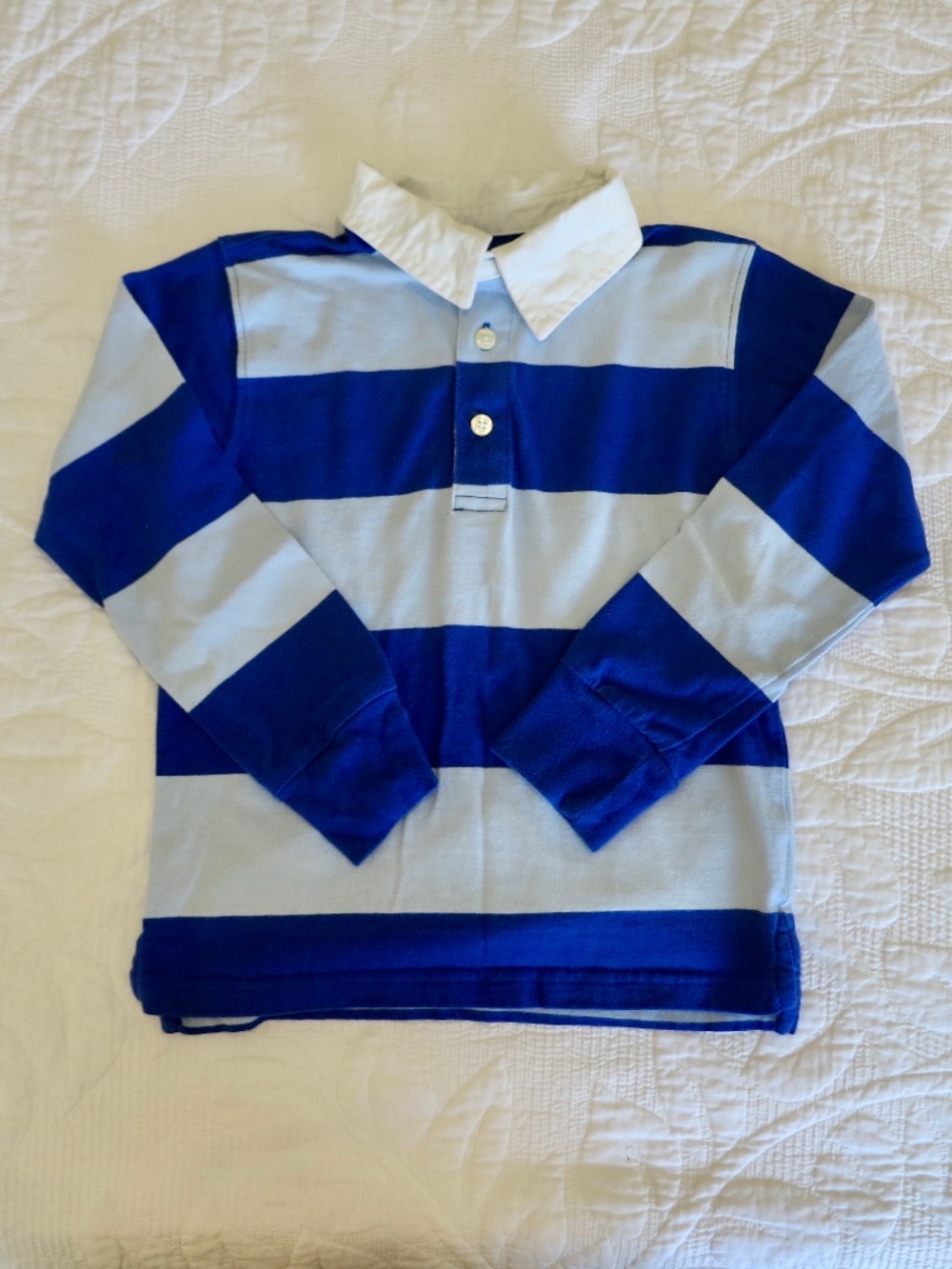 Crewcuts Long Sleeve Blue Striped Polo Shirt Size XS (4-5)